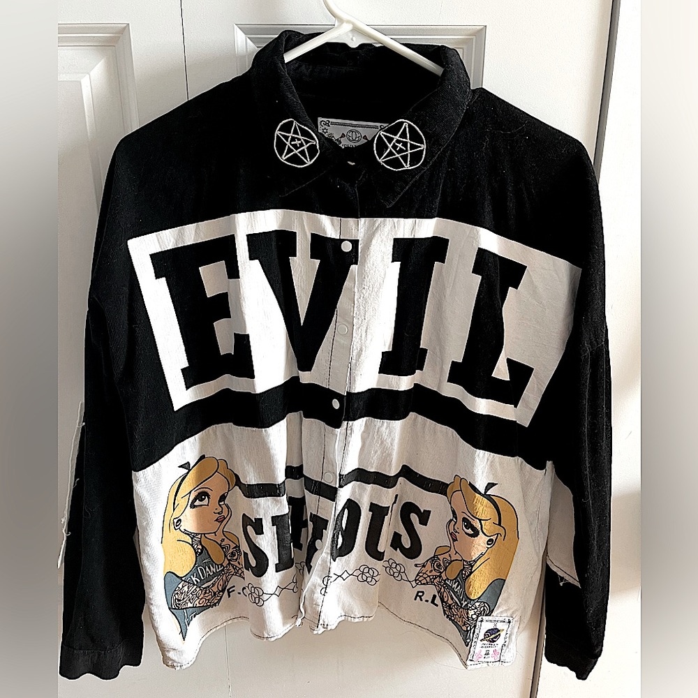 Gothic Alice in wonderland button up corduroy top